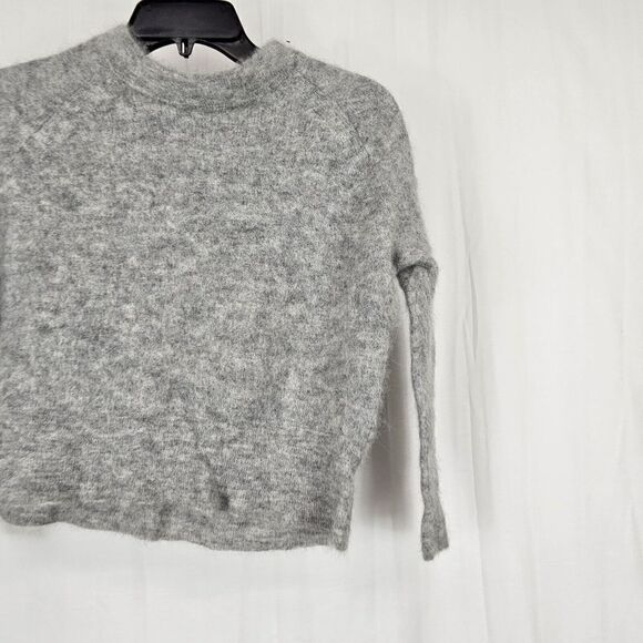 Madewell Cropped Gray Alpaca Sweater Fuzzy Women's Size Medium - Picture 2 of 5